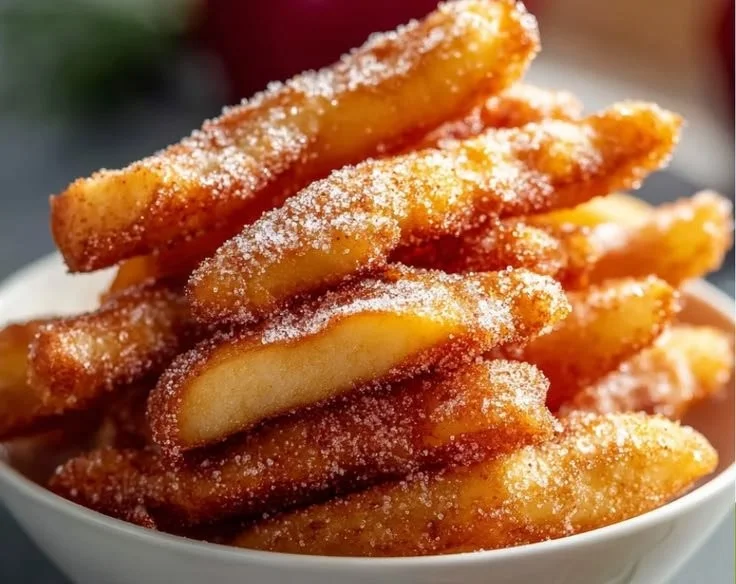 Leckere Apfelsticks aus dem Airfryer, einfach und schnell zubereitet.