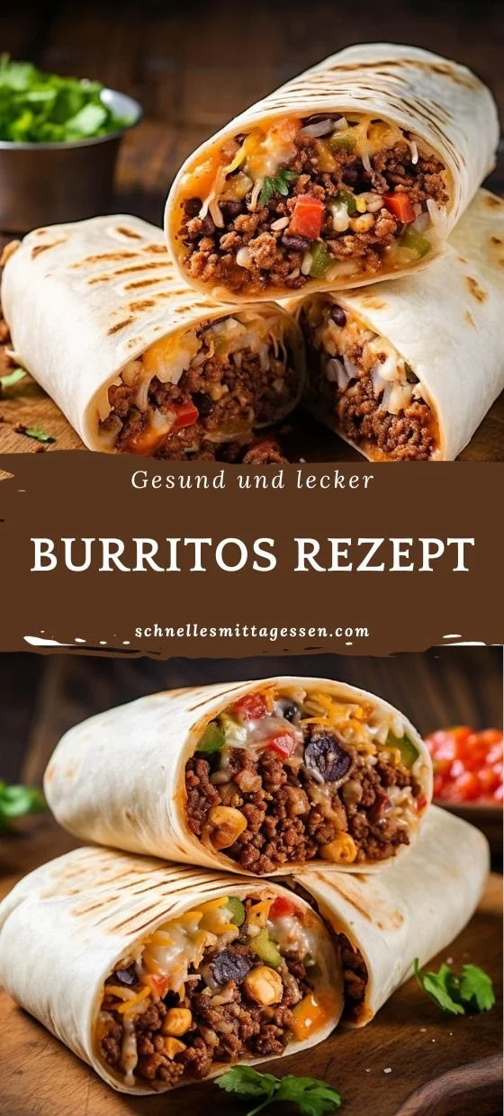 Leckere Burritos auf einem Teller mit frischen Zutaten