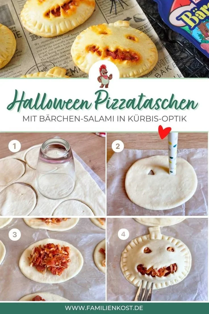 Halloween Pizzataschen - Kürbis Fingerfood für jede Feier