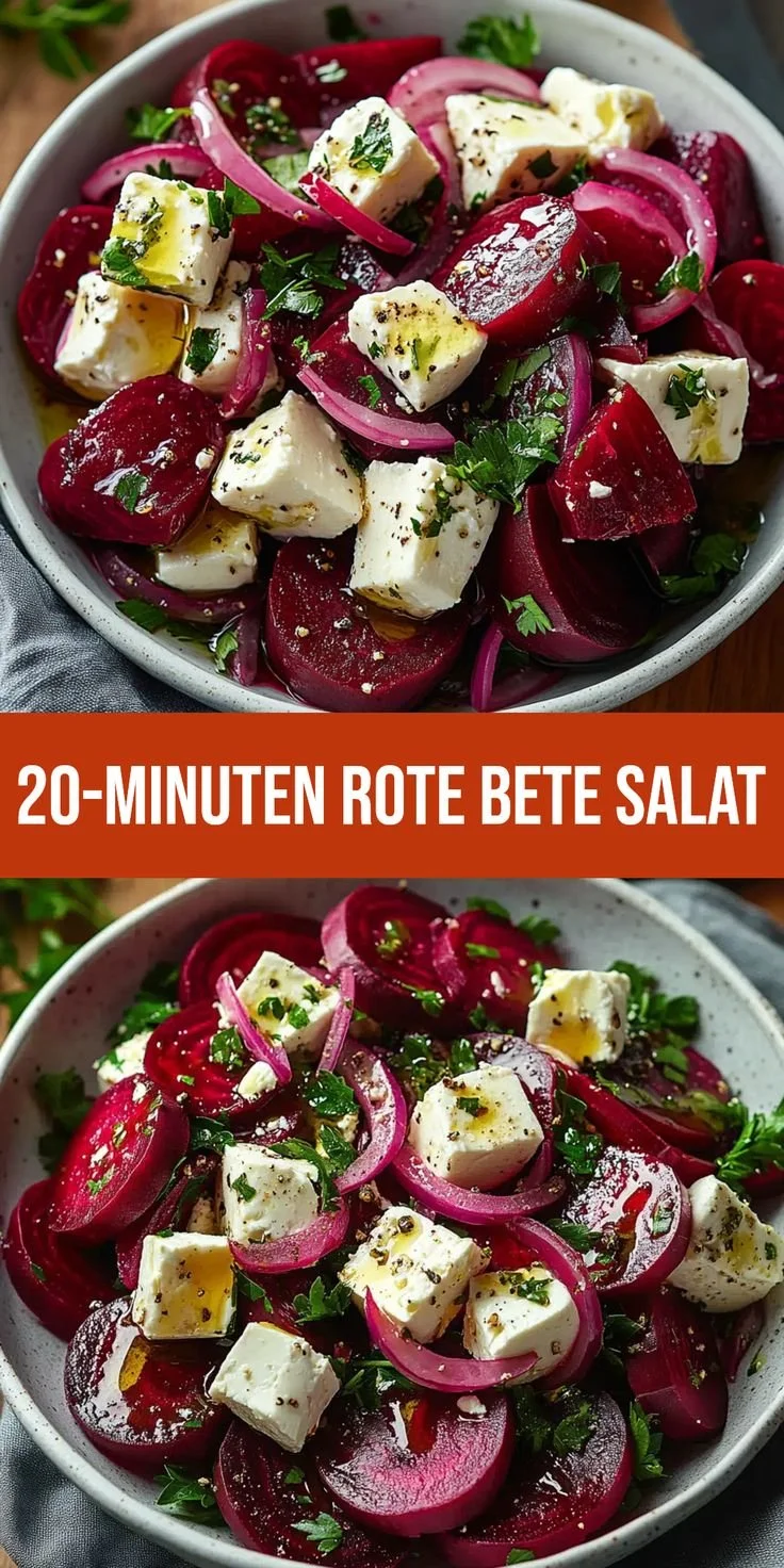 Erfrischender Rote Bete Salat mit Feta und frischem Gemüse