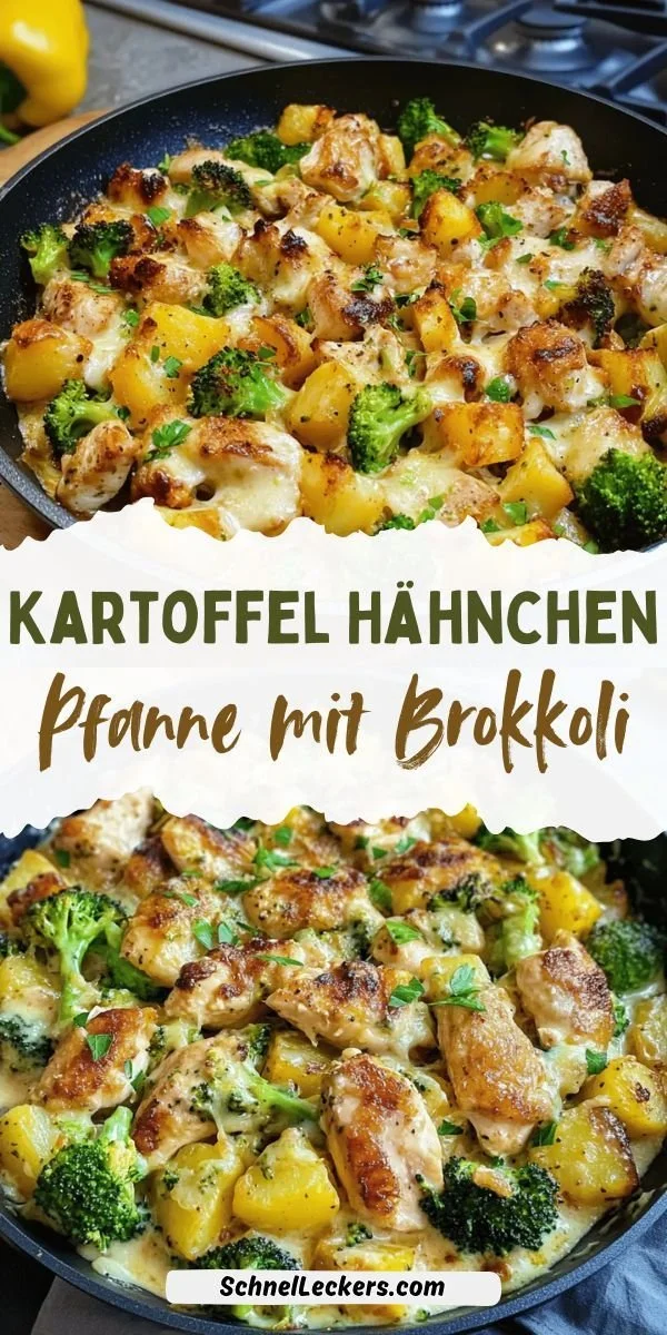 Kartoffel-Hähnchen-Pfanne mit Brokkoli, gesund und einfach zubereitet