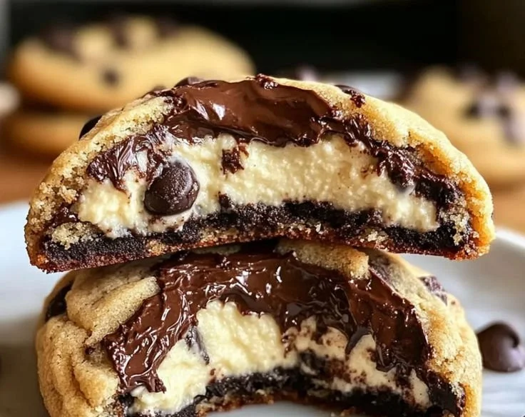 Käsekuchen gefüllte Schokoladenkekse für ein unwiderstehliches Dessert.