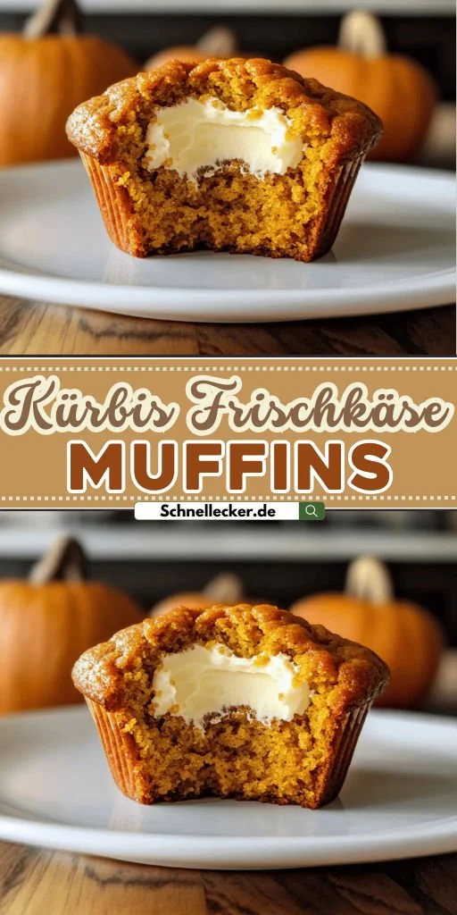 Leckere Kürbis-Frischkäse-Muffins auf einem Teller, ideal für Herbstleckereien.