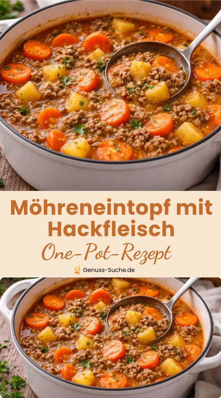 Möhreneintopf mit Hackfleisch, gesundes und einfaches Rezept.