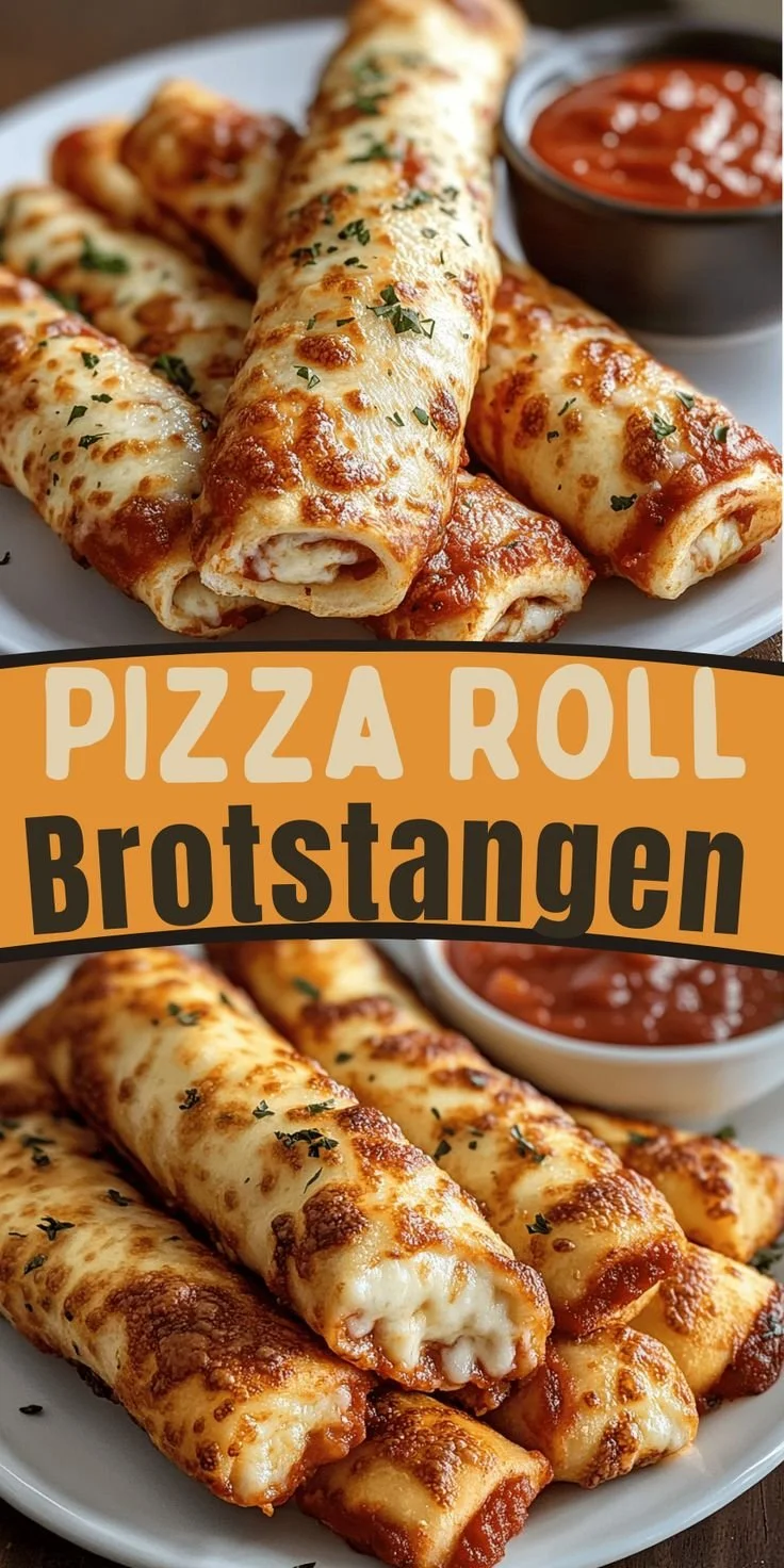 Leckere Pizza-Roll-Brotstangen frisch aus dem Ofen