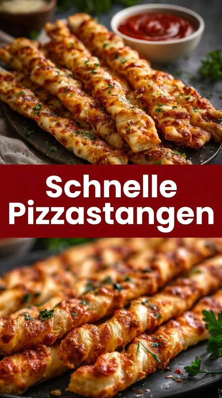 Schnelle Pizzastangen für Partys auf einem Tisch serviert