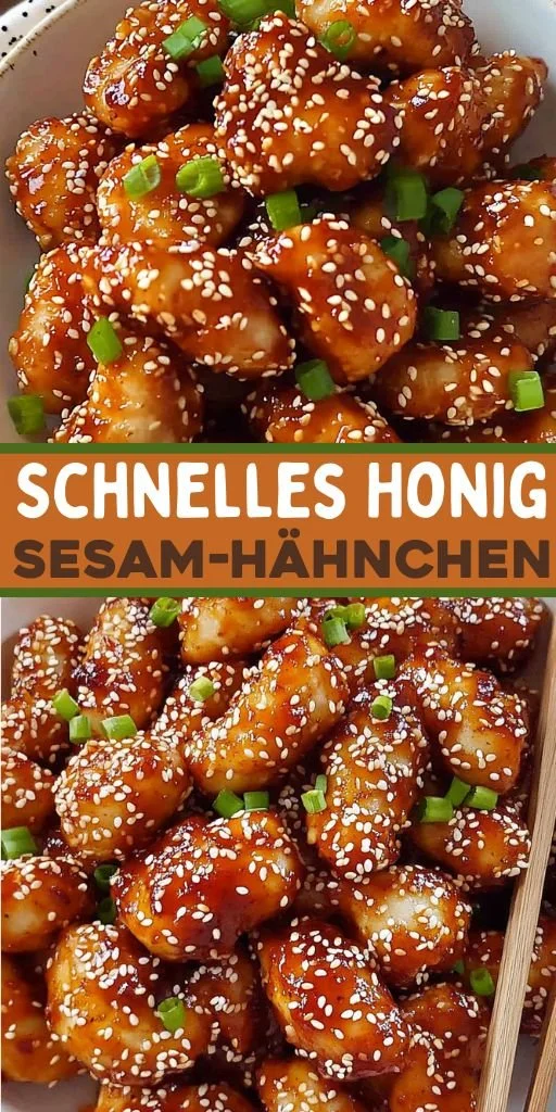 Schnelles Honig-Sesam-Hähnchen - Asiatisches Rezept auf einem Teller
