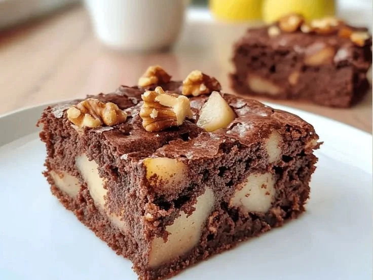 Walnuss-Brownies mit Birnen, schokoladig und saftig