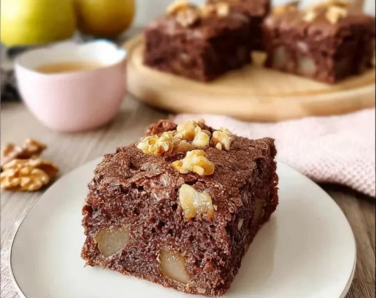 Walnussbrownies mit Birnen – leckeres Rezept für den Herbst