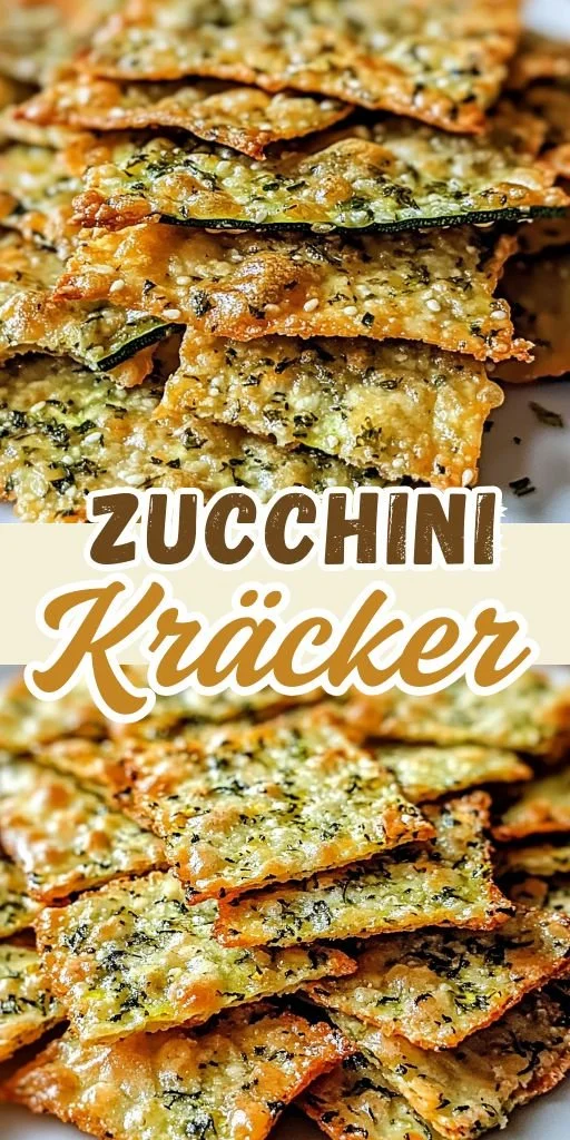 Zucchini Kräcker mit Kräutern auf einem Holzbrett serviert